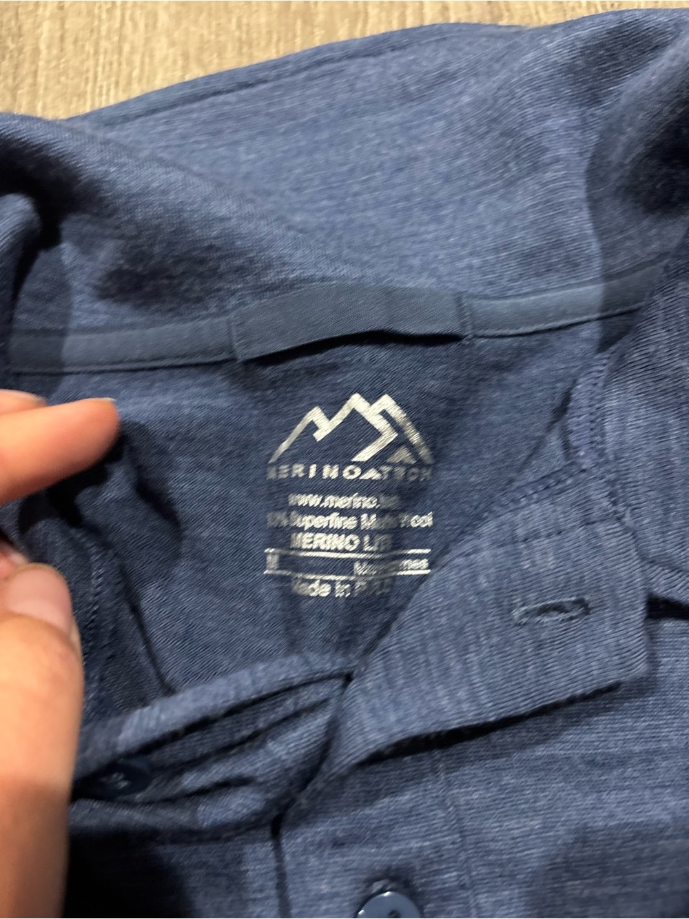 Merino Tech Merino Wool Long Sleeve Polo Grey Blue Size Medium - Picture 5 of 5